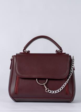 Женская сумка бордовая сумка с кольцом сумка среднего размера