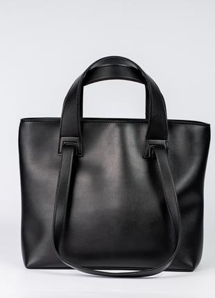 Женская сумка тоут черная сумка с двумя ручками классическая