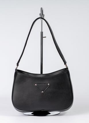 Женская сумка багет черная сумка на плечо черный клатч под Прада