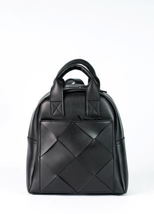 Женский рюкзак черный рюкзак сумка рюкзак плетеный рюкзак