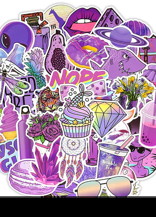 Набор виниловых наклеек стикеров (наклеек) фиолетовая тема Стикер