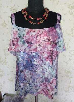 Блуза цветочный принт 🌺 открытые плечи uk16