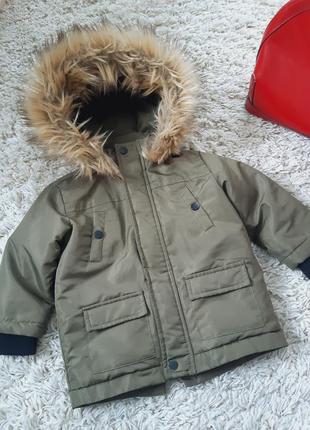 Теплая детская куртка  с капюшоном, sinsay, на рост 80 см