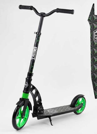 Самокат двухколесный Best Scooter 62798 Черно-зеленый, с колес...