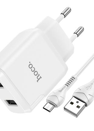 Адаптер мережевий Hoco Micro USB Cable Speedy dual Port charge...