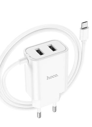 Адаптер мережевий Hoco Micro USB Cable Courser dual-port charg...