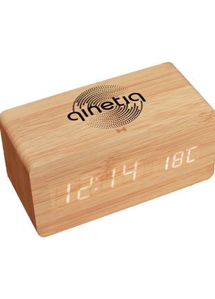 LED часы с беспроводной зарядкой Wood-clock Qinetiq 1000 10W м...