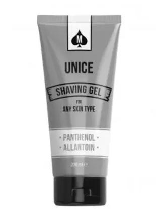 Гель для гоління з пантенолом Unice Men Shaving Gel, 200 мл