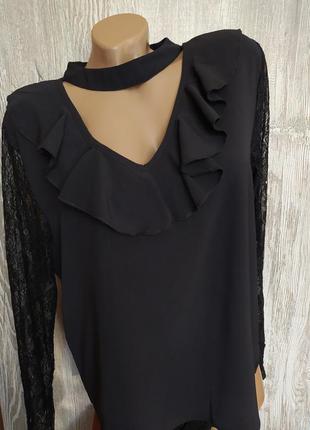 Красивая нарядная блузка с кружевными рукавами shein размер 16