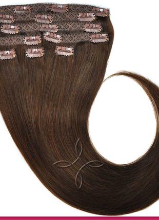 Натуральне Азіатське Волосся на Заколках 40 см 120 грам, Шокол...