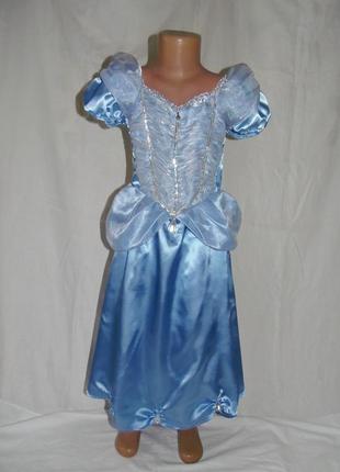 Карнавальное голубое платье золушки на 5-6 лет