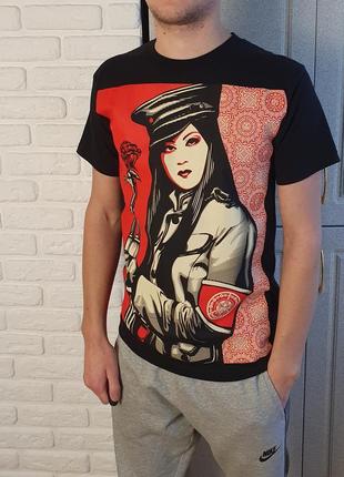 Чоловіча бавовняна футболка obey / обей / щільна
