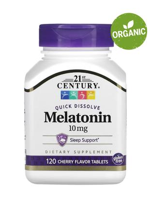 21st Century, Швидкорозчинний мелатонін, вишня, 10 мг, 120 табл