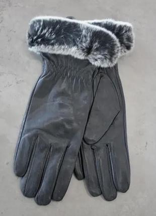 Жіночі шкіряні рукавички з хутром