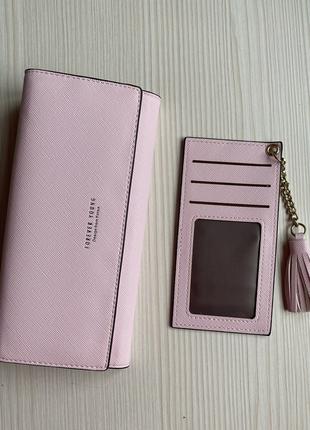 Женский розовый кошелек со сьемным слотом для карт FOREVER YOUNG