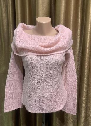 Нежный вязаный, ажурный свитер New Look Цвет розовый размер m l