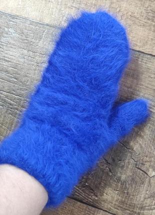 Рукавиці рукавиці жіночі хутро варежки женские сині кролика те...