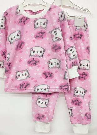 Розовая флисовая пижама 98/104