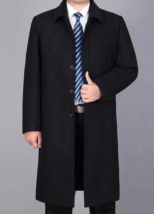 Чёрное тёплое шерстяное длинное пальто westbury