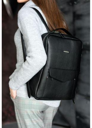 Кожаный женский городской рюкзак на молнии Cooper черный
