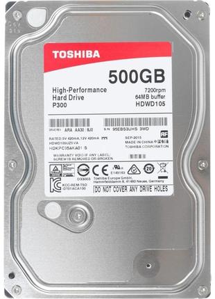 Накопичувач HDD SATA 500 GB Toshiba P300 7200 rpm 64 MB (HDWD1...