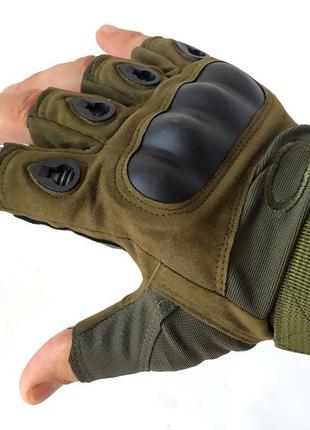 Армейские тактические перчатки без пальцев, L (Зеленый)