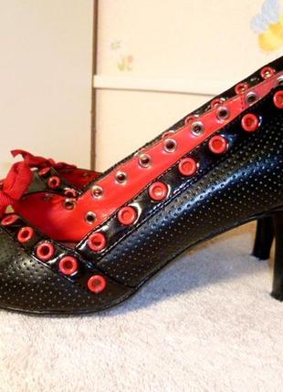 Брендовые босоножки туфли черные красные с открытым носком,24с...