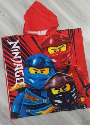 Полотенце пончо пляжное ниндзяго ninjago lego 60х120 см