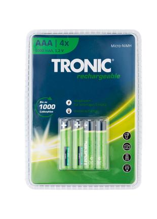 Аккумуляторные перезаряжаемые батарейки AAA 4 шт зеленый TRONIC