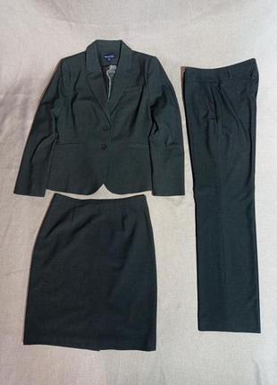 Костюм тройка женский классический, пиджак, юбка, брюки