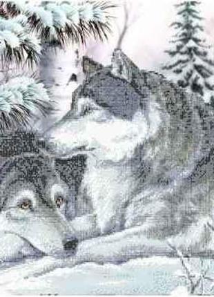 Схема для вышивки бисером Влюбленная пара волков любовь навсег...