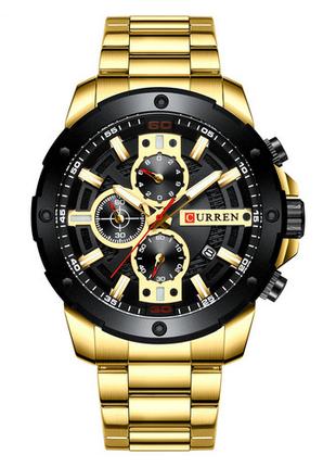 Классические мужские наручные часы Curren 8336 Gold-Black