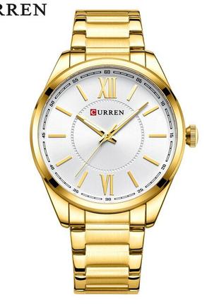 Классические мужские наручные часы Curren 8423 Gold-White