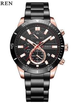 Классические мужские наручные часы Curren 8417 Black-Gold