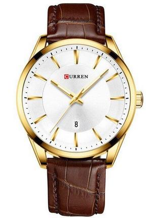 Класичний чоловічий наручний годинник Curren 8365 Brown-Gold-W...