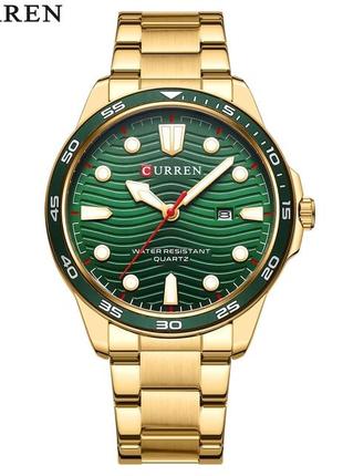 Классические мужские наручные часы Curren 8426 Gold-Green