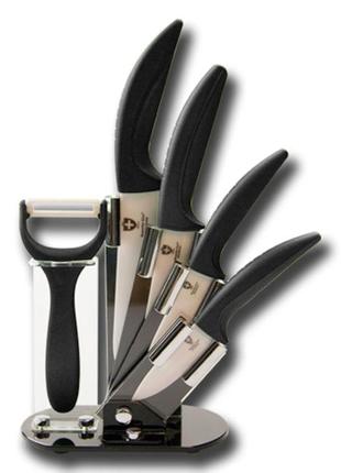 Набор кухонных ножей Royalty Line RL-C4BLK - набор керамически...