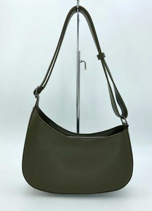 Женская сумка хаки сумка ассиметричная сумка хаки клатч багет