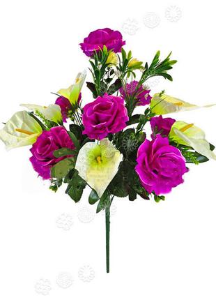 Искусственные цветы Букет Розы и Антуриума, 13 голов, 560 мм, ...