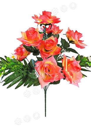 Штучні квіти Букет Троянди, 11 гілок, 580 мм, мікс