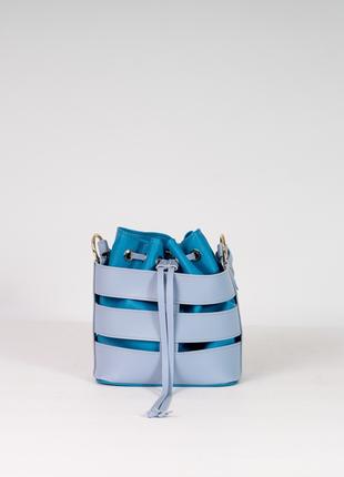 Женская сумка торба голубая сумка мешок сумка через плечо ведро