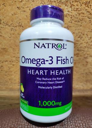 Рыбий жир с маслом лимона 150 капсул Омега3 Natrol Omega-3 Fis...