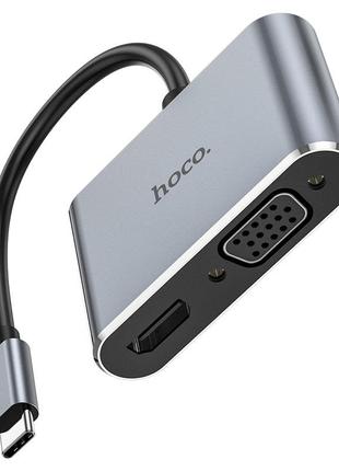 USB хаб конвертер переходник Type-C на HDMI+VGA HOCO Easy-lead...