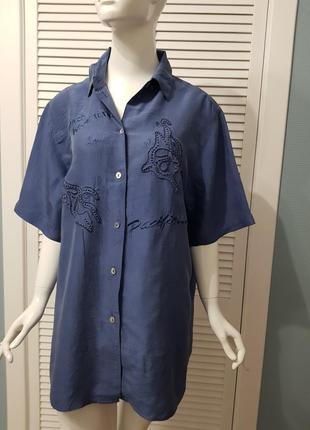 Легка шовкова блуза сорочка з вишивкою батал chris