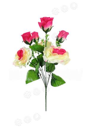 Искусственные цветы Букет Розы, 7 голов, 480 мм цвета микс