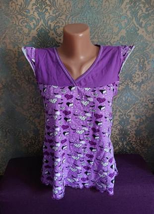 Жіноча бавовняна блуза футболка піжама кофточка розмір 44/46