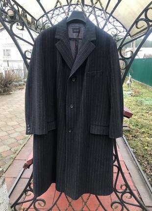 мужское пальто Pierre Cardin серое в полоску шерсть xxxl 58-66