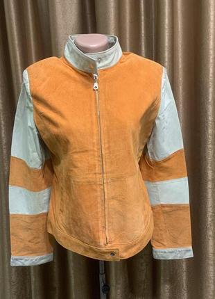 Замшева куртка бомбер Колір апельсиново-салатовий Розмір 38/ m