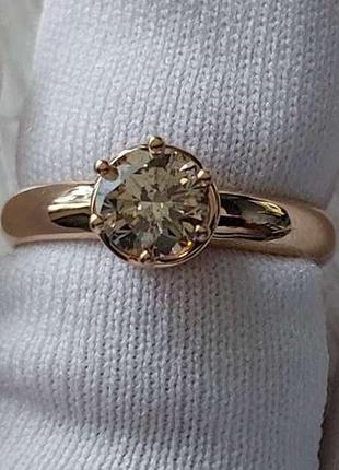 Золотое кольцо с бриллиантом 0.8 карат размер 17.5 сертификат