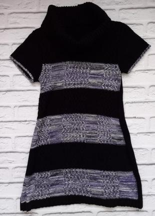 Черно фиолетовая туника, зимнее платье черное, туника под горло